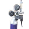 CO2 regulator med flaske, dobbelt manometer og magnetventil