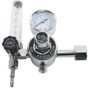 CO2 regulator med manometer og flowmeter, 6 og 8mm slangestuds