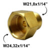 Flaskeadapter nitrogen/argon til CO2 (24,32 - 21,8)